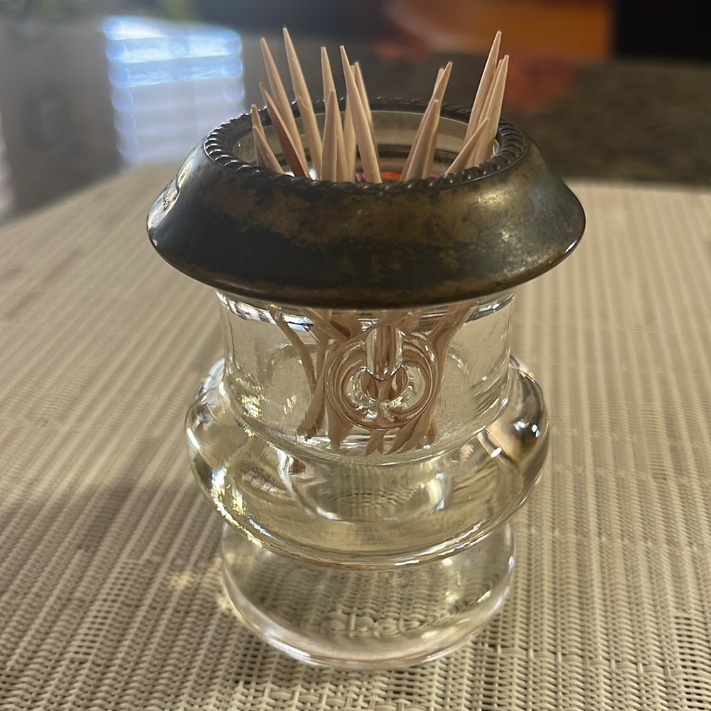 Vintage Amston Sterling Silver with Crystal Body Toothpick Holder